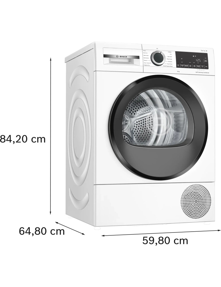 Bosch Serie 6 WQG24502GB sèche-linge Pose libre Charge avant 9 kg Blanc