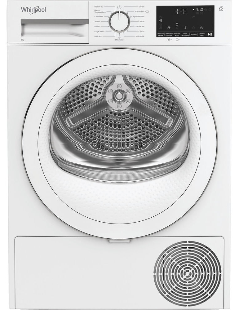 Whirlpool CWSD83MWWSFR sèche-linge Pose libre Charge avant 8 kg Blanc