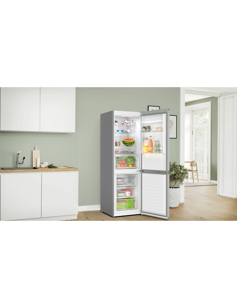 Bosch Serie 4 KGN367LDF réfrigérateur-congélateur Pose libre 321 L Acier inoxydable
