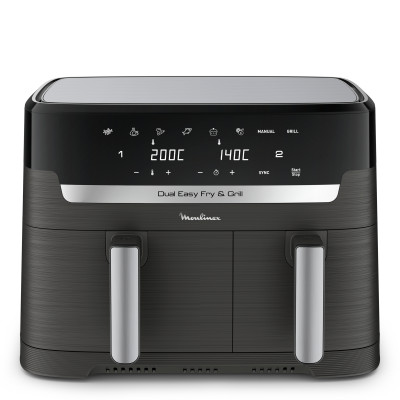 Moulinex Dual Easy Fry EZ905B20 friteuse Double 8,3 L Autonome 2450 W Friteuse d’air chaud Charbon, Gris 2