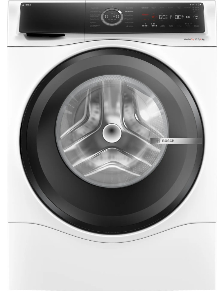Bosch Serie 8 WNC254A40 machine à laver avec sèche linge Pose libre Charge avant Blanc 10,5 / 6kg