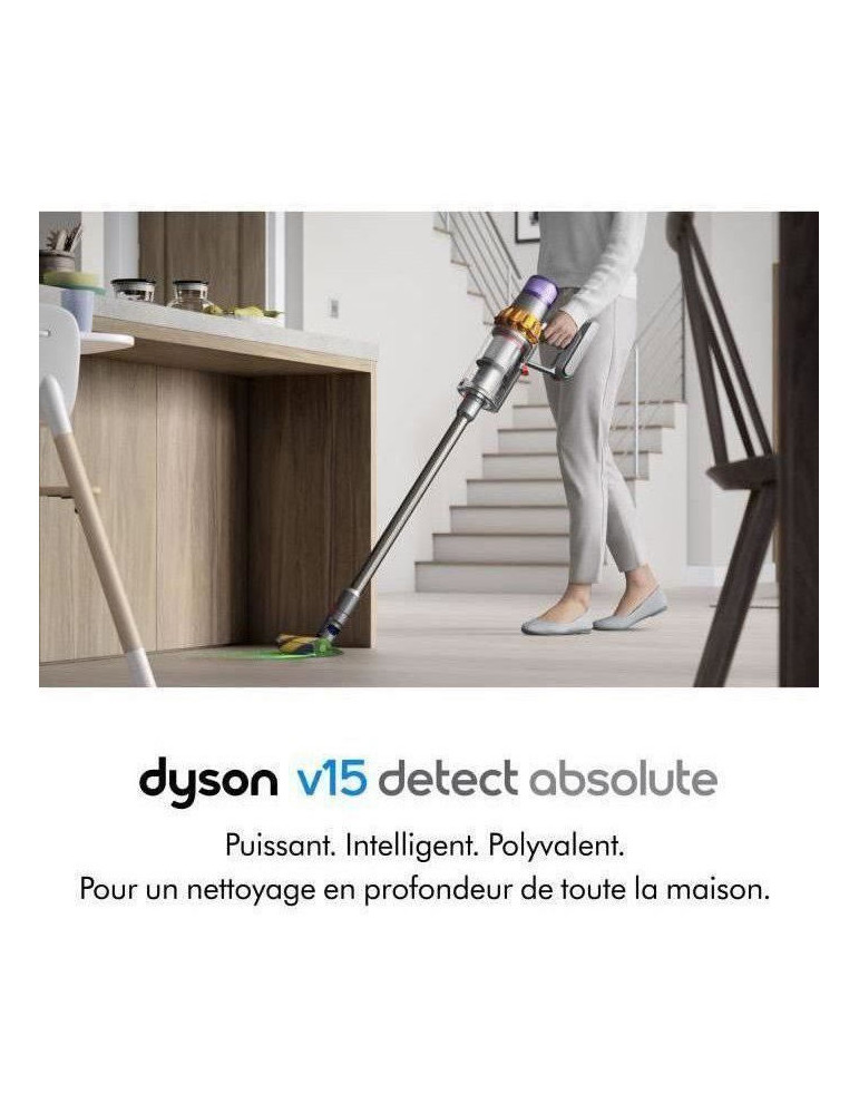 DYSON V15 Detect Absolute - Autonomie jusqu'à 60 min - Brosse avec lumière intégrée