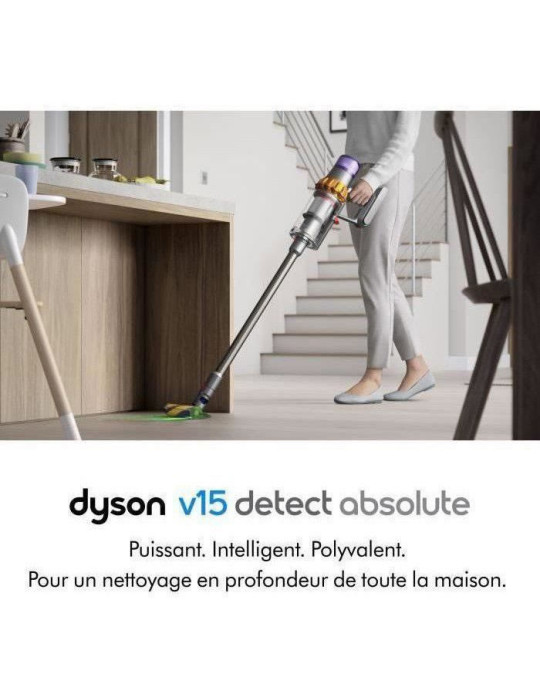 DYSON V15 Detect Absolute - Autonomie jusqu'à 60 min - Brosse avec lumière intégrée