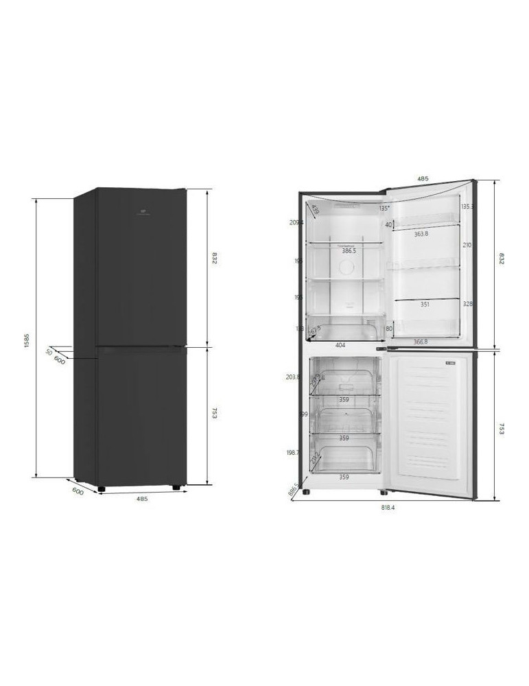 CONTINENTAL EDISON CEFC251NFB réfrigérateur-congélateur Pose libre 251 L Noir