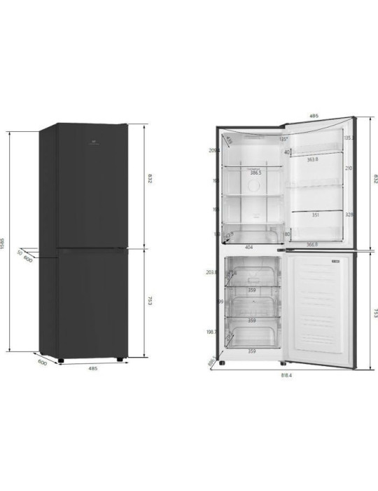 CONTINENTAL EDISON CEFC251NFB réfrigérateur-congélateur Pose libre 251 L Noir