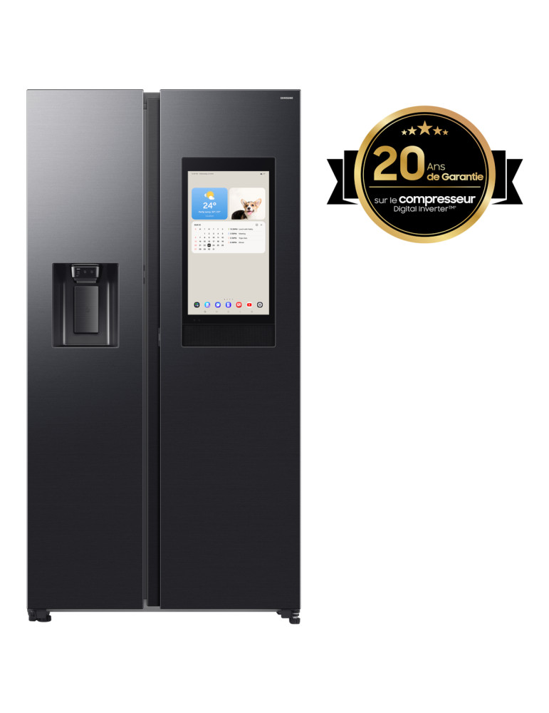 Samsung Series 9 Réfrigérateur Bespoke AI Family Hub -Américain- Carbone- 614L - RS90F66BEFEF- Classe E