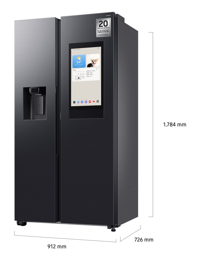 Samsung Series 9 Réfrigérateur Bespoke AI Family Hub -Américain- Carbone- 614L - RS90F66BEFEF- Classe E
