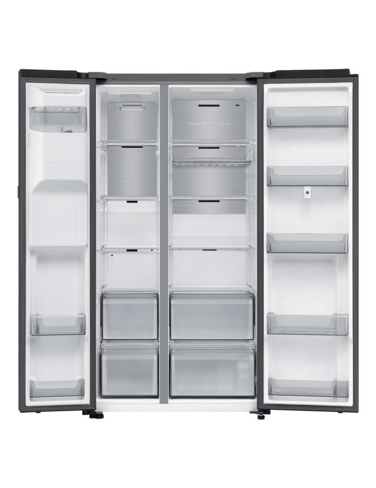 Samsung Series 9 Réfrigérateur Bespoke AI Family Hub -Américain- Carbone- 614L - RS90F66BEFEF- Classe E