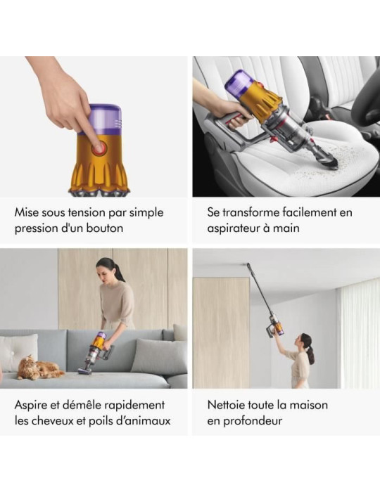 DYSON V12 Detect Slim Absolute - Contrôle de puissance - Puissance 150 AW