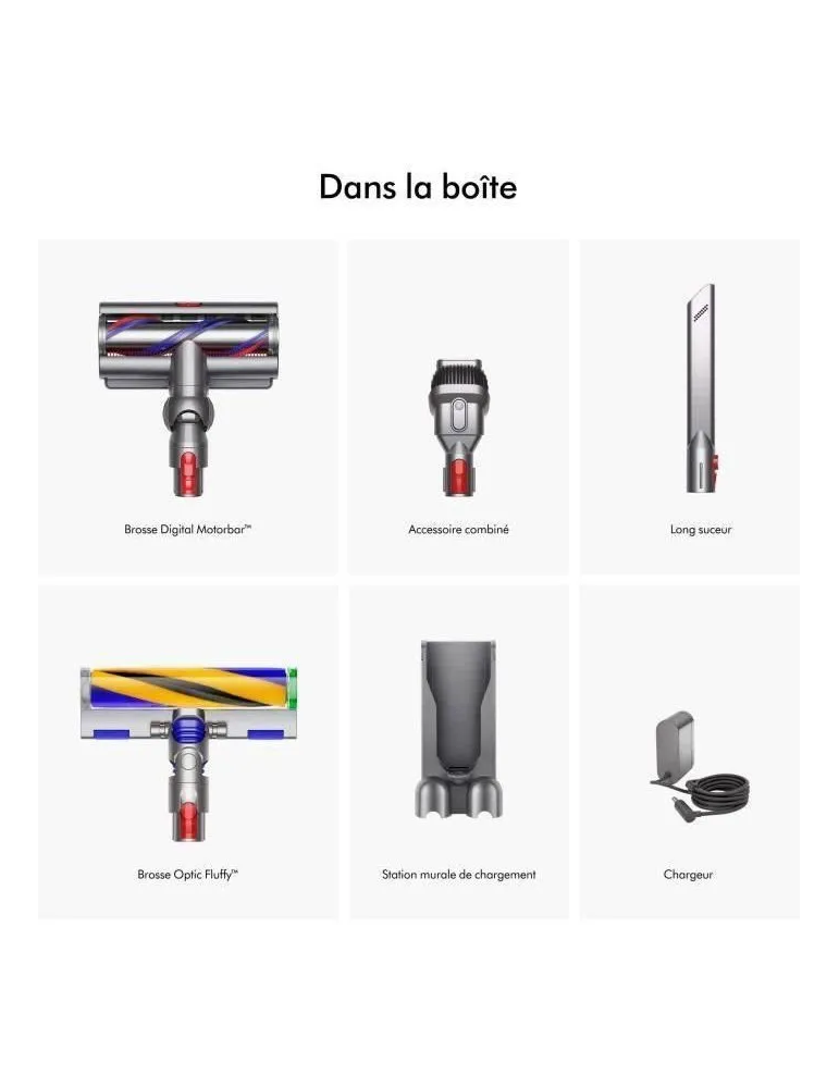 DYSON V15 Detect Absolute - Aspirateur sans fil - Puissance 240 Airwatts - Brosse avec lumière intégrée