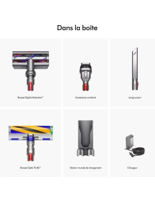 DYSON V15 Detect Absolute - Aspirateur sans fil - Puissance 240 Airwatts - Brosse avec lumière intégrée